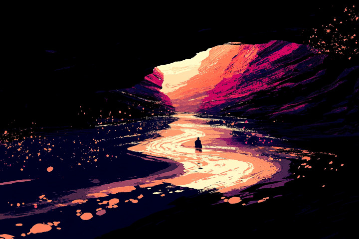 man in a cave